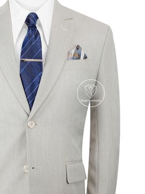 Bộ Suit Xám Trắng Gân Classic Fit TGS352